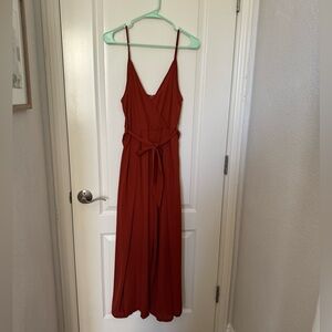 Simplee Split Thigh Surplice Neck Jumpsuit